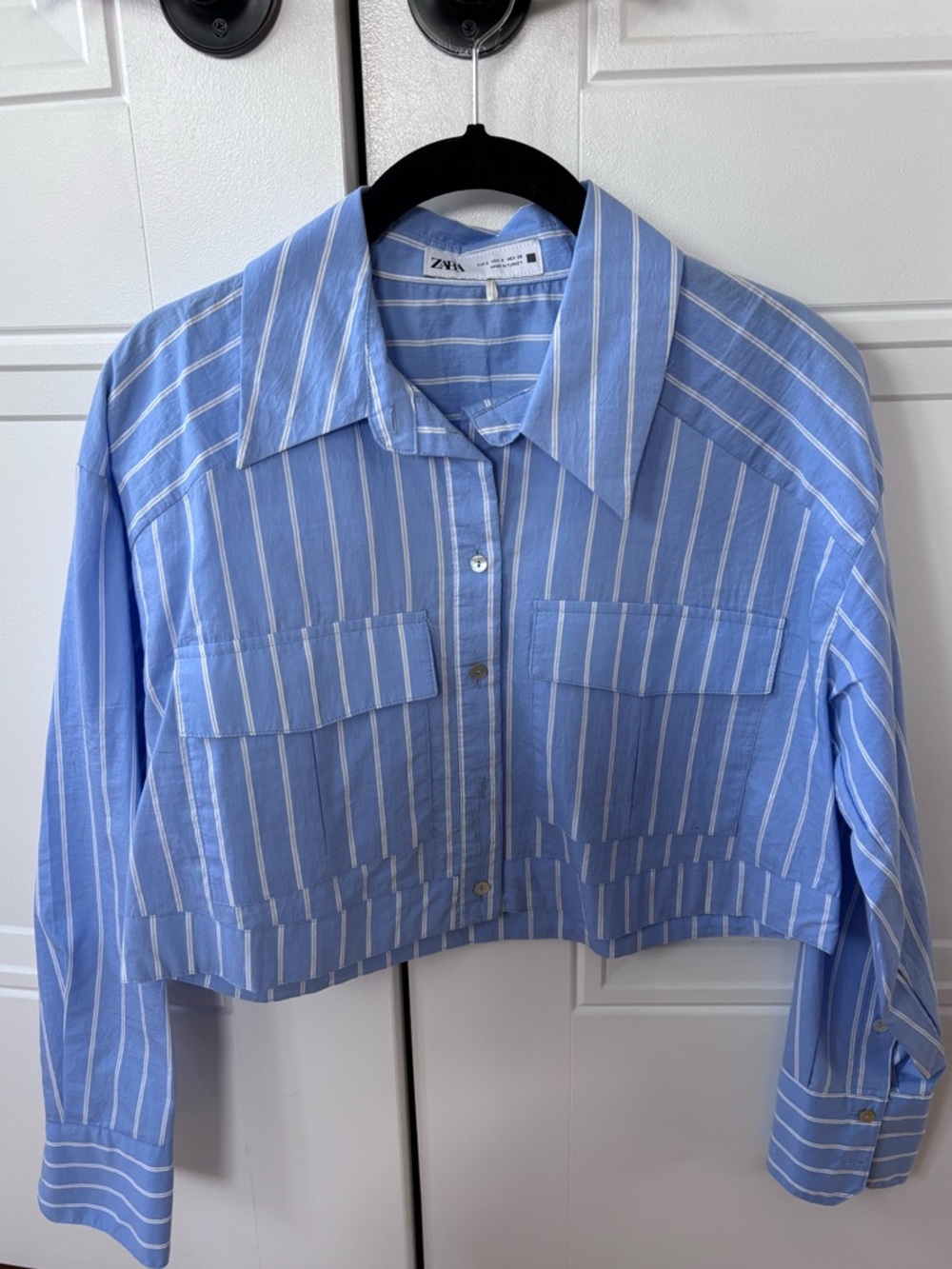 Zara Light Blue & White Vertical Stripe Shirt